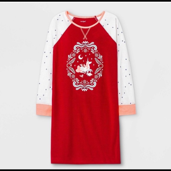 NWT girls unicorn Christmas nightgown pajamas Sz 4/5 extra small XS - Picture 1 of 7